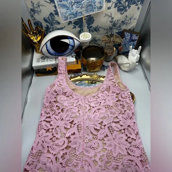 🆕 SELF PORTRAIT 🧿 NWOT Floral Lace Mini Shift Dress, Sz US 2 / UK 6 - Picture 14 of 16